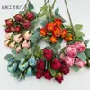 7 Rosas de Flocos de Neve Pequenas Individuais com Bordas Queimadas, Rosas Retrô, Adereços de Fotografia, Fundo Falso, Flores de Seda Florais para Sala de Estar