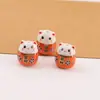 Gato da Sorte Japonês Fofo Contas Cerâmicas Soltas DIY Pulseira Trançada Artesanal Colar Joias com Contas Pequenos Acessórios