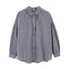 Camisa de Rayas Holgada de Botones Sencilla Chic Coreana para Mujer