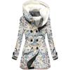Abrigo trench nuevo y popular para mujer 2023 transfronterizo invierno felpa estilo europeo y americano flor rombo 3D abrigo con capucha al por mayor