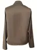 Camisa Suave de Satén Transfronteriza para Primavera 2025 en el Sitio Independiente Europeo y Americano de Amazon con Elegante Cuello en V y Elegante Decoración de Cinturón
