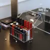 Caja de almacenamiento transparente para labiales que profundiza, caja de almacenamiento de escritorio con rejilla para labiales y productos de cuidado de la piel, expositor de rejilla para labiales