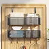 Estante de almacenamiento para colgar en la puerta con ganchos, estante de almacenamiento multicapa para detrás de la puerta del dormitorio, cesta de almacenamiento colgante sin taladro para detrás de la puerta de entrada, tipo oculto