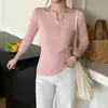 Camiseta Base de Manga Larga para Mujer Talla Grande 100kg para Mujeres Gorditas, Primavera y Otoño Elástica Adelgazante Cuello en V de Punto Camiseta Interior