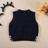 Ropa Infantil Suéteres de Primavera y Otoño para Niños Bebé 2024 Nuevo Punto de una Pieza de Otoño para Niñas Color Sólido para Niños Pequeños y Medianos