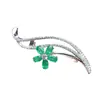Broche de Esmeralda Natural Popular al por Mayor de Fábrica Plata S925 Incrustado Piedra Principal 3*5 Joyería de Lujo Venta Directa de Fábrica