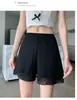 Leggings de Segurança para Prevenir Exposição, Estilo Verão Fino, Não Enrola, Tamanho Grande Shorts de Segurança para Mulheres, Acabamento em Renda, Seda de Gelo