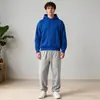 Conjunto de Moletom com Capuz Masculino, Conjunto Casual Esportivo Liso de Duas Peças, Estilo Primavera e Outono, Moletom de Marca Tendência e Calça Reta, Roupa Masculina