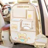 Bolsa de almacenamiento linda de dibujos animados para respaldo de asiento, organizador multifuncional para asiento de coche, protector anti-suciedad para asiento trasero, protector anti-patadas, cuero