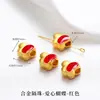 Tendência Nacional Método Antigo Pingente de Ouro de Areia Fogo Azul Gotejamento de Óleo Sorte Oco Esculpido Pérolas Incrustadas Acessórios para Pulseira Colar DIY Feito à Mão