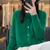 Nuevo cárdigan de lana para otoño e invierno, cuello redondo para mujer, suéter de manga larga, suéter de alta gama, abrigo versátil, prêt-à-porter de primera línea