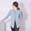 Roupa de Yoga Feminina com Malha nas Costas, Tops de Treino de Secagem Rápida, Roupa Esportiva para Fitness, Camisetas de Corrida de Manga Comprida, Respirável e Pode Ser Usada ao Ar Livre