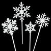 Decoração de bolo de aniversário plug-in plástico arbitrário dobrável azul e branco flocos de neve gelo e neve não-acrílico flocos de neve cartão 4 Pack