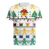 Ropa Festiva de Santa Claus Nueva Europea y Americana 2024 Impresión Digital 3D Juvenil Casual Holgada Cuello Redondo Manga Corta