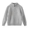 Suéter de Lã Masculino Gola Alta Meia-Zip Espessado Camada Base para Meninos e Meninas Outono e Inverno Tops Tricotados de Cashmere