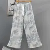 Pantalones de Pijama de Algodón y Seda Estilo Coreano para Mujer, Nuevos de Verano 2025, Pantalones Rectos Sueltos Casuales de Gama Alta que se Pueden Usar Afuera como Pantalones de Casa