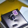 Nuevo Anillo Bicolor de Lujo Europeo y Americano con Diamante Amarillo Clásico Princesa Cuadrado Cristal Rosa Anillo de Compromiso Abierto para Mujer