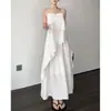 Vestido de tirantes a rayas blancas estilo francés para mujer, nuevo estilo de verano, muy bonito, conjunto completo de vestido largo