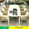 Sofá de teca para exterior, terraza de villa, patio, mesa larga de comedor y sillas de ocio, muebles de ratán, juego de mesa de centro, impermeable para exteriores