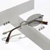 Gafas Fotocromáticas Sin Montura Retro Transfronterizas Modernas Redondas Anti Luz Azul Monturas Lisas Alta Gama Moda Estilo Coreano Aspecto Natural