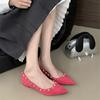 Zapatos Planos Cómodos con Tachuelas y Punta Fina Estilo Francés 2025 Primavera Nuevos para la Noche Suave y Delicado Mocasines Estilo Chanel con Suela Blanda