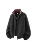 Chaqueta Americana Retro de Cuello Alto Holgada para Hombre de Primavera y Otoño, Abrigo Versátil Casual, Top de Moda Delgado y Elegante