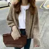 Suéter cárdigan de punto grueso con patrón de trenzas, de un solo pecho, suave y afelpado, estilo ins coreano, nuevo, vintage, para mujer, 2021