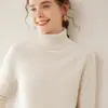 Suéter de cachemira Bai Cai Rong 2026 para mujer con mangas raglán, diseño de cuello alto y un ajuste holgado, suave y cómodo
