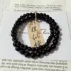 Pulsera de Cuentas con Hebilla Ping An de Estilo Chino Nuevo para Mujer, Doble Círculo Apilada, Estilo Retro Negro, Pulsera de Pareja, Pulsera Versátil para Novia