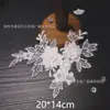 Artesanato de Leques Redondos, Acessórios de Bordado, Decorações Florais para Têxteis Domésticos, Renda Branca, Bordado Floral 3D, Acabamento de Renda, Peças Florais para Vestuário