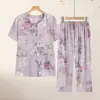 Ropa Nueva Estilo 2026 para Personas Mayores: Pijama Estampado de Abuela, Ropa de Casa, Conjunto de Cárdigan de Verano para Mujeres de Mediana Edad y Mayores