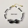 Obsidiana Plateada Natural Forma de Corazón Espinela Negra Perla de Obsidiana Borla de Cuenta Redonda Aleación Conservante del Color Collar Joyería Al Por Mayor