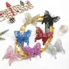 Nuevas decoraciones de Navidad: Mariposa de lentejuelas doradas de doble capa para árbol de Navidad, corona de Navidad, artículos decorativos para bodas y cajas de regalo
