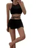 Traje de baño Conservador Estilo Ins Coreano de Alta Gama con Malla de Encaje para Pecho Pequeño, Estilo Falda, Puro Deseo para Mujeres