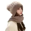 Nuevo Gorro de Invierno y Bufanda Integrados para Mujer Cálido de Piel de Conejo Tejido para Ciclismo Protección de Orejas Forrado de Polar Lindo Resistente al Frío Protector de Cuello