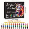 Marcadores Acrílicos Coloridos de 72 Colores con Doble Punta y Doble Color para Graffiti DIY, Punta Suave, Resistentes a la Decoloración, Apilables y Plumas de Contorno