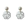 Pendientes vintage franceses con forma de rosa hueca, geométricos, de perlas, elegantes, de moda, de nicho, súper ligeros, de lujo, para mujer.