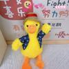 Sombrero de Paja Auténtico de Celebridad de Internet Llavero de Patito para Repostar Colgante Muñeco de Peluche Lindo Colgante para Bolsa de Muñeco de Agarrar