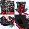 Chapéu de Natal estrela do topo da árvore Árvore de Natal xadrez vermelho e preto lantejoulas chapéu decorativo pingente ornamento para árvore de Natal