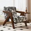 Silla Richard Estilo Chino Sofá Individual para Sala de Estar Silla de Sofá de Diseñador Balcón Retro Francés Ocio Silla de Sofá de Madera Maciza
