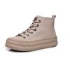 Zapatos Blancos de Cuero de Caña Alta para Mujer, Novedad Otoño e Invierno 2026 Estilo Coreano Versátil Estilo Hada Puntera de Concha Botines de Suela Gruesa