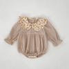 Vestido de Menina Estilo Coreano, Macacão de Recém-Nascido com Gola Floral para Primavera e Outono, Vestido de Uma Peça para Bebê Menina, Roupa de Irmã