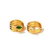 Anillo de Acero Inoxidable Yingtai Estilo Europeo y Americano Ins Lujo Accesible Gama Alta Chapado en Oro de 18 Quilates Acero de Titanio Dorado con Diamantes Que No Se Desvanecen para Mujer