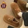 Sapatos de inverno de algodão femininos, forrados com fleece, estilo Birkenstock, nova coleção 2026, de calçar fácil, fofos, com sola grossa, botas de neve e sapatos casuais