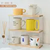 Estante de Almacenamiento de Tazas de Escritorio Caja Acrílica a Prueba de Polvo Transparente Oficina Dormitorio Mesa de Café Estante de Almacenamiento para Juego de Té Ins