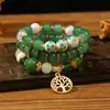 Pulseras Personalizadas de 3 Capas, Pulseras Elásticas de Cuentas de Vidrio Multicapa, Pulseras Coloridas de Sensación Fresca, Cuentas de Cerámica, Joyería Clásica para la Mano