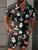 Novo Conjunto de Camisa de Manga Curta e Shorts Masculino com Estampa Engraçada de Halloween para o Verão - Venda Cruzada da Amazon