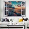 Tapiz de Fondo Colgante de Amazon con Diseño de Vista al Mar para Decoración de Sala de Estar, Tapiz con Patrón Personalizado con Paisaje de Playa