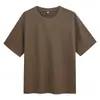 Comercio exterior transfronterizo verano 2026 camiseta de punto gofre de 220g, cuello redondo, color liso, corte holgado, estilo japonés, manga corta para hombre, triángulo invertido