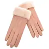 Luvas de Inverno Femininas com Veludo e Espessamento para Manter Aquecido ao Dirigir, Fofas para Ciclismo Outono e Inverno à Prova de Vento e Frio Luvas de Algodão com Tela Sensível ao Toque